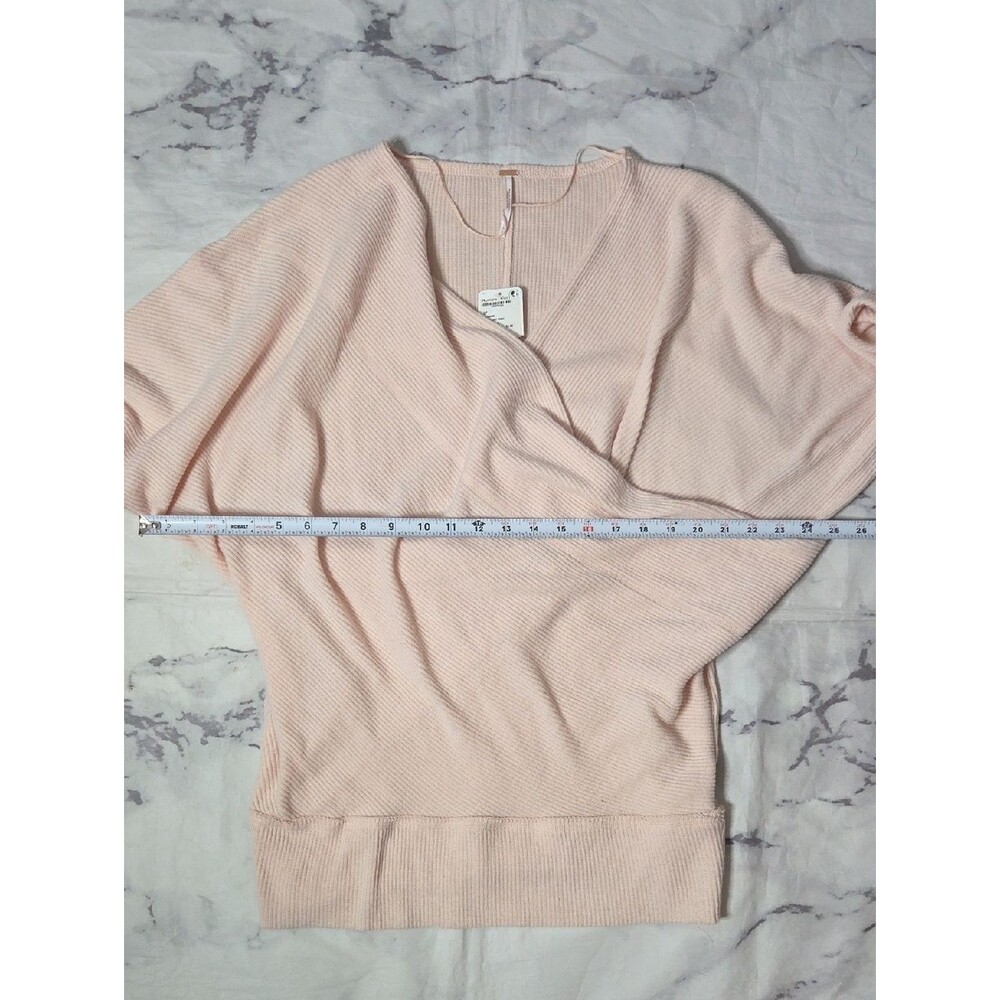 Free People Cozy With You Ribbed Wrap Pullover Sweater In Champagne Toast - Picture 4 of 7